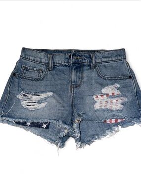 Old Navy- Boyfriend Denim Shorts with American flag details. Size: 0